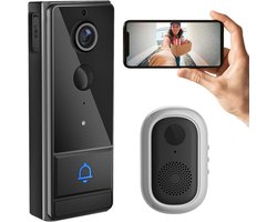 Slimme WiFi-videodeurbelcamera, draadloze deurbelvideo-intercom met PIR-activering, resolutie 1280x720, nachtzicht, tweerichtingsaudio, IP65 waterdicht, huisbeveiliging, zwart.