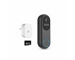 Smart Video Deurbel 1080P – Draadloos met Chime, 9600mAh Batterij, Nachtzicht & Bewegingsdetectie – Inclusief 64GB SD Kaart