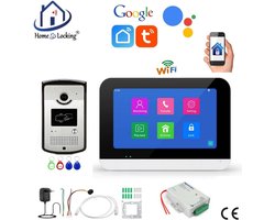 Smart WIFI deur intercom touchscreen met voeding voor elektrisch slot en bediening via Smart Life APP werkt met Alexa en Google spraaksturing.T-2302V