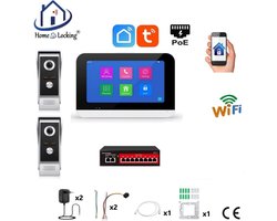 Smart WIFI deur intercom/videofoon 2 videodeurbellen en 1 touchscreen. T-2301-2-1