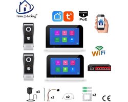 Smart WIFI deur intercom/videofoon 2 videodeurbellen en 2 touchscreens. T-2301-2-2