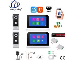 Smart WIFI deur intercom/videofoon 2 videodeurbellen en 2 touchscreens. T-2301V-2-2