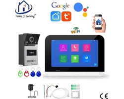 Smart WIFI deur intercom/videofoon touchscreen met bediening via Smart Life APP werkt met Alexa en Google spraaksturing. T-2302