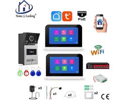 Smart WIFI deur intercom/videofoon touchscreen met bediening via Smart Life APP werkt met Alexa en Google spraaksturing. T-2302V-1-2
