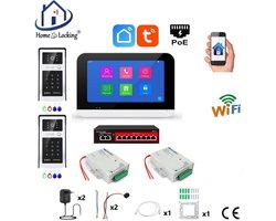 Smart WIFI deur intercom/videofoon touchscreen met bediening via Smart Life APP werkt met Alexa en Google spraaksturing. T-2303V-2-1