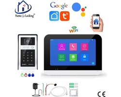 Smart WIFI deur intercom/videofoon touchscreen met bediening via Smart Life APP werkt met Alexa en Google spraaksturing.T-2303