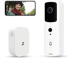 T-ring smarthome Video Deurbel V30 - WIT (incl. 2 x Oplaadbare accu batterijen en losse bel. DE ENIGSTE MET EIGEN VIDEO OPSLAG