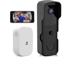 T-ring smarthome Video Deurbel V30 - Zwart (incl. 2 x Oplaadbare accu batterijen en 2 x losse bel) EXTRA SMAL MODEL !