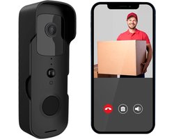 T-ring smarthome Video Deurbel V30 - Zwart (incl. 2 x Oplaadbare accu batterijen en losse bel. DE ENIGSTE MET EIGEN VIDEO OPSLAG