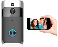 T Ring Video Deurbel - Draadloos - Incl. Accu en 3 X binnen bel - Zwart / Zilver (Geen abonnement verplichting) Nieuwste v5 update. VERNIEUWDE VERSIE ALS BESTE GETEST.