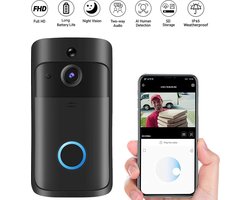 T Ring Video Deurbel - Draadloos - Incl. Accu en binnen bel - Zwart (Geen abonnement verplichting) Nieuwste v5 update. VERNIEUWDE VERSIE ALS BESTE GETEST.