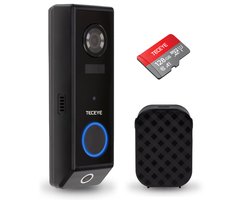 TECEYE Videodeurbel met Camera 2K Ultra HD – Draadloze & Bedrade Deurbelcamera met 2 Lenzen - Zonder Abonnement -2K Ultra HD - 128GB SD
