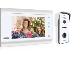 Tmezon Deurbel Met Camera - Professioneel, HD, Nachtzicht, Regenkap & Groot Binnenscherm - Deurbel met Camera en Intercom