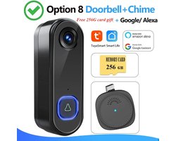 Trovado Video Deurbel met Camera + Wifi - bewegingssensor - Draadloos op Accu - Inclusief Draadloze Gong en 256GB SD Kaart - 1080P - Slimme Deurbel