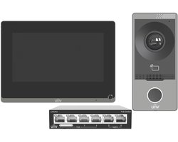 UNV intercom systeem, set met binnen-, buitenpost en switch