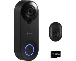 Video Deurbel – Inclusief Gong & 128GB SD – Deurbel – Deurbellen met Camera – Draadloos – Met App – Video Deurbel met Camera – Zwart – van Saaf