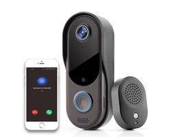 Video deurbel met camera en wifi - Draadloos, beveiliging Video Intercom Draadloze, inclusief twee batterijen