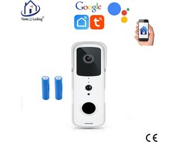 WIFI deur intercom/videofoon 2.0MP met 2 oplaadbare batterijen en kan werken met spraakgestuurde apps. T-2051.