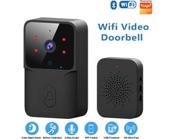 WIFI Video Deurbell Camera Tuya WiFi draadloze deurbel DC AC batterij aangedreven camerabel met Alexa Google deurbelcamera Voor Thuis - Zwart