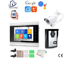 WIFI videofoon/intercom met binnen scherm en buiten camera en kan werken met spraakgestuurde apps. T-2105VC