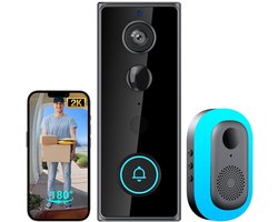 Ynkkvre - Draadloze Deurbel - Video Deurbel - Videodeurbel Camera - Slimme Deurbel - 2K beeldkwaliteit - 180° groothoekzicht - IP65 waterbestendig - Geen maandelijkse kosten