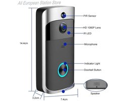 Zolara Deurbel met camera - Slimme deurbel - Draadloos - WiFi deurbel - HD Deurbel - Security doorbell - Zwart