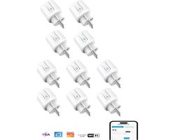 10 stuks - Slimme Stekker - WiFi - Smart Plug - Google & Amazon Alexa - Tijdschakelaar & Energiemeter via Smartphone App - Smart Home
