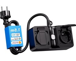 15m kabel slimme buitencontactdoos timer Waterproof 2-weg - compatibel met Alexa en Google Assistant - IP44 16A - alleen 24GHz