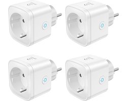 16A 3680W Smart plug met Stroomverbruikmeter - Spraakbesturing - Timer - Compatibel met Alexa en Google Assistant - Set van 4