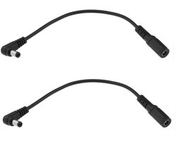 2 stuks 90 graden DC-verlengkabel 5,5 mm x 2,1 mm haakse stekker naar bus voor videobewakingscamera 20 cm