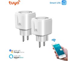 2 stuks - Slimme stekker - Smart Plug - Slimme stekkers - Google Home en Alexa - met tijdschakelaar - Energiemeter - 16Ampere