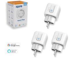 3 pack Iqore® Slimme Stekker WiFi 16A - Smart Plug met Tijdschakelaar en Energiemeter - Geschikt voor Google Home & Amazon Alexa - Tuya compatible - Gratis Smartlife App - 16A - smart stekker - tussenstekker - slimme stekkers - domotica