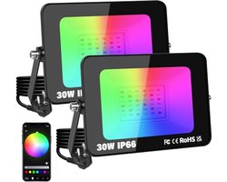 30W LED Buiten Schijnwerpers met RGB Kleurverandering - Slimme Tuinverlichting met APP Controles