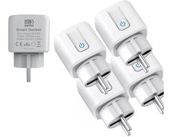 4-Pack Navid Slimme Stekker 16A – WiFi Smart Plugs met Energiemeter – Compatibel met Google Home & Alexa – iOS & Android