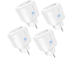 4 stuks WLAN smart stopcontact met stroommeting - WiFi stopcontact 16 A - compatibel met Alexa & Google Home - spraakbediening - app-afstandsbediening