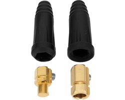 4 stuks zwart messing kabel connector socket 2 mannelijke hoofden/2 vrouwelijke stopcontacten gebied 35-50mm² voor lasmachine aardingskabel
