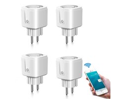 4x Slimme Stekker met Timer & Energiebesparing - Smart plug Alexa & Google Home - 16 A