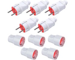 5 paar Schuko-stekkerkoppelingen 250 V 16 A IP20 rubberen geaarde koppelingsset voor buiten - 2-polig waterdicht wit