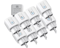 8-Pack Navid Slimme Stekker 16A – WiFi Smart Plugs met Energiemeter – Compatibel met Google Home & Alexa – iOS & Android