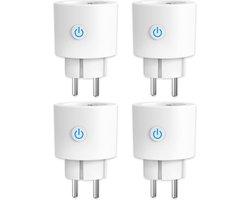 ANTELA Smart Plug 16A 3680W Energiemeter Slimme Stekker - Compatibel met Alexa Google Home - Tuya Smart Life App - Geen bridge nodig - Wifi 2.4 GHz - 4PC