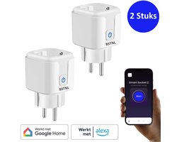 BSTNL Slimme Stekker - Smart Plug - 2 Stuks - 16A - Tijdschakelaar & Energiemeter - WiFi - Meet Energieverbruik - Met App Bediening - Tegen Sluipverbruik - Bedien Verlichting Op Afstand - Werkt met Google Home & Amazon Alexa - WiFi Stopcontact