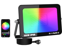 Buiten LED-Spot 150W RGB met APP Bediening - Dimbare en Waterdichte Schijnwerper voor Tuin en Terras