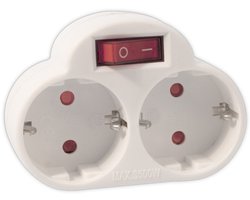 Calex Tweeweg-stekker NL randaarde met schakelaar | max 3.500 watt | 90x70x80 mm