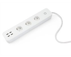 Caliber Stekkerdoos - Slimme Stekkerdoos - 3-voudig met 4x USB-A - Elke stekker en USB apart bestuurbaar via Wifi - Tuya Smart App - Google Home - Kerstverlichting bedienen (HWP303U)