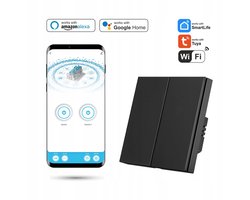 Dubbele Wifi Schakelaar Tuya SmartLife Zwart