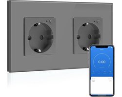 Dubbele Wifi Slimme Stekker met Energiemeter - 16A - Spraakbesturing via Alexa & Google Home