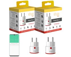 Dubbele Wifi Stekker Tijdklok met App Bediening en Verbruiksmeter (2 Stuks)