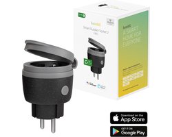 Hombli Smart Outdoor Socket 2 (FR) - Slimme stekker voor buiten - Energiemeter - Tijdschakelaar voor buiten - Energiemeter - Compitabel met Amazon Alexa en Google Home - Weerbestendig - 1 stuk - Zwart