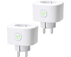Intelligent stopcontact met verbruiksbewaking en tijdschema's - wifi-stekker compatibel met Alexa en Google Home - geen hub nodig - overbelastingsbeveiliging - 24 GHz - 2 stuks