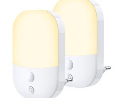 LED-nachtlampje met lichtsensor, slimme spaarlamp, 0,3 W, stekkerklaar, warm licht, verpakking van 2 stuks.